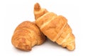 Single butter croissant isolated on white background