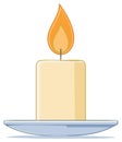 Single Candle Burning Brightly on a Simple Silver Plate Illustration Royalty Free Stock Photo