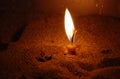 Single candle burning Royalty Free Stock Photo