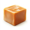 Single Caramel Candy Cube on White Background Royalty Free Stock Photo