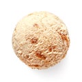 Single caramel ice cream ball or scoop