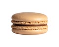 Single Caramel Macaron on White Royalty Free Stock Photo