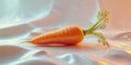 A single carrot on a white surface with a green stem. Royalty Free Stock Photo