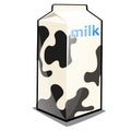 A single carton of milk with the words and black and white texture isolated on a white background. Package design of Royalty Free Stock Photo