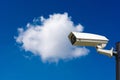 Single CCTV Security camera on blue sky Royalty Free Stock Photo