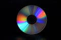 Single CD or DVD on black background closeup detail Royalty Free Stock Photo