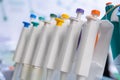 Single channel pipettes with different volume at medical exhibition