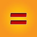 Single Character = Equal Sign Font in Orange and Yellow color Alphabet Royalty Free Stock Photo