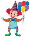 Single character of happy clown on white background