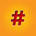 Single Character hashtag Sign Font in Orange and Yellow color Alphabet