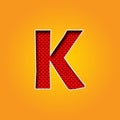 Single Character K Font in Orange and Yellow color Royalty Free Stock Photo