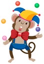 Single character of monkey juggling balls on white background Royalty Free Stock Photo