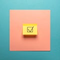 Task Completed Checkmark on a Sticky Note Royalty Free Stock Photo