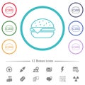 Single cheeseburger flat color icons in circle shape outlines