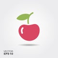 Single cherry with a leaf, isolated vector illustration Royalty Free Stock Photo