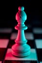Single chess runner. Good or bad side. Red and blue light Royalty Free Stock Photo