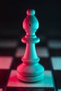 Single chess runner. Good or bad side. Red and blue light Royalty Free Stock Photo
