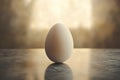 Sophisticated mockup of a single chicken egg on a marble surface with soft background lighting Royalty Free Stock Photo