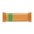 A single chocolate bar with a green and orange wrapper lying on a white background Royalty Free Stock Photo