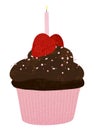 A single chocolate cupcake with sprinkles Royalty Free Stock Photo