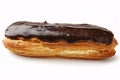 Single Chocolate eclair pastry on white background Royalty Free Stock Photo