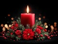 single Christmas candle burning Royalty Free Stock Photo