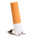 Single cigarette with ash Royalty Free Stock Photo