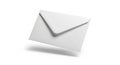 A Single White Envelope Floating in Mid- Air Against a White Background paper mail Royalty Free Stock Photo