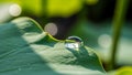 Simplicity of a dewdrop interaction with plant leaves, emphasizi Royalty Free Stock Photo