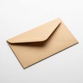 A Closed Brown Kraft Paper Envelope Angled on a White Background mail Royalty Free Stock Photo