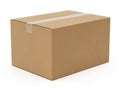 Single closed cardboard box isolated on white background Royalty Free Stock Photo
