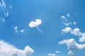 Single clouds heart shape design on vast bright blue sky summer background