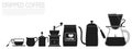 Single color icon of dripped coffee equipment