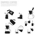 Single color icon of Dripped coffee making process