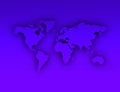 Single violish world map silhouette shadow