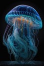 A Single Colorful Bioluminescent Jellyfish