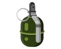 Single combat unexploded green military metal hand grenade with pin. Concept of terrorism and war Royalty Free Stock Photo