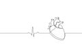 Single continuous line art anatomical human heart silhouette. Healthy medicine concept design one sketch outline drawing