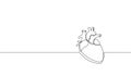 Single continuous line art anatomical human heart silhouette. Healthy medicine concept design one sketch outline drawing