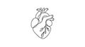 Single continuous line art anatomical human heart silhouette. Royalty Free Stock Photo