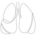Single continuous line art anatomical human lungs silhouette. Healthy medicine against smoking concept design world no