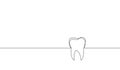 Single continuous line art anatomical human tooth silhouette. Healthy medicine against molar enamel root cavity concept