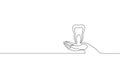 Single continuous line art anatomical human tooth silhouette. Healthy medicine recovery molar root cavity concept design