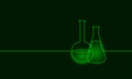 Single continuous line art chemical science flask. Scientific technology research medicine glass equipment design one