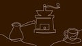 Single continuous line art. Coffee bean morning cafe hot drink silhouette concept design one sketch outline drawing Royalty Free Stock Photo