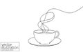 Single continuous line art. Coffee cup tea cup morning cafe hot drink silhouette concept design one sketch outline Royalty Free Stock Photo