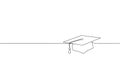 Single continuous line art graduation cap. Celebration ceremony master degree academy graduate design one sketch outline Royalty Free Stock Photo