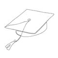 Single continuous line art graduation cap. Celebration ceremony or master degree concept, academy graduate design. One