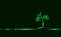 Single continuous line art growing sprout. Plant leaves seed grow soil seedling eco natural farm concept design one