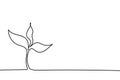 Single continuous line art growing sprout. Plant leaves seed grow soil seedling eco natural farm concept design one sketch outline Royalty Free Stock Photo
